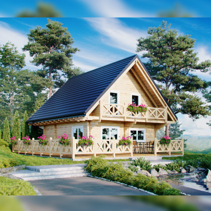 Drewniany domek letniskowy Grzegorz 97 + 66 m2 