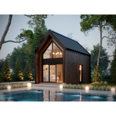 Drewniany domek szkieletowy z antresolą całoroczny 25 m2